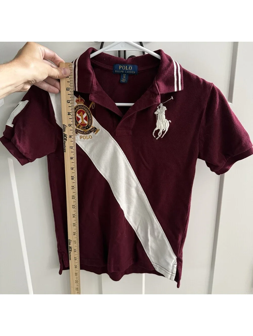 Polo Ralph Lauren Big Pony Crest Polo Shirt Youth S 8 Burgundy Rugby Preppy